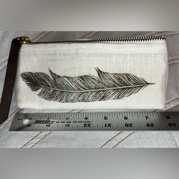 Danica Studios Single Feather small zipper pouch 100% Cotton Leather Pull Strip - Picture 2 of 5